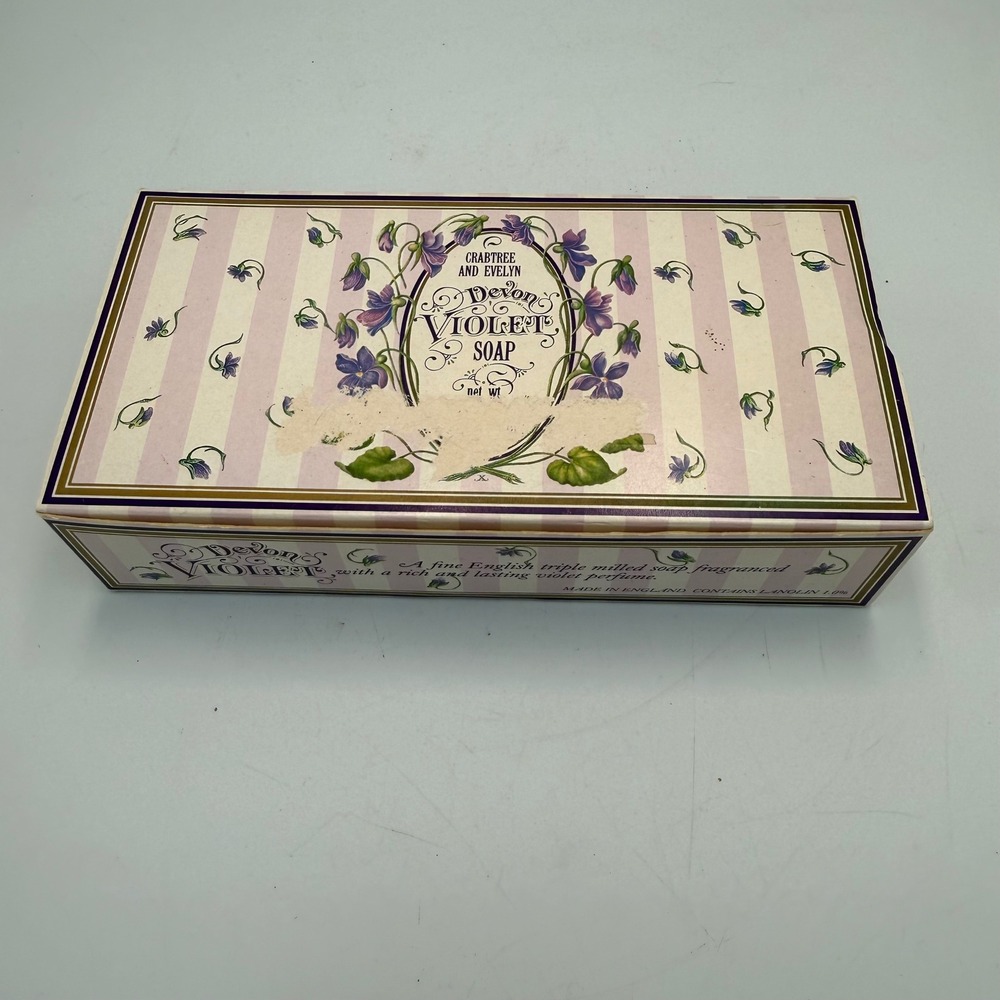 Vintage Crabtree & Evelyn Devon Violet Soap Set 3 Bars 3.5oz Made in England